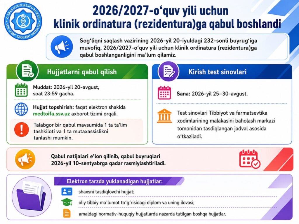 فتح باب التقديم للإقامة السريرية للعام الدراسي 2026/2027